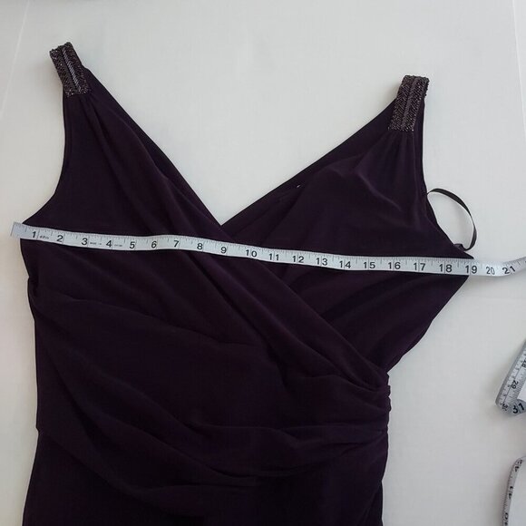 Lauren Ralph Lauren Rhinestone Embellished Purple Jersey Gown Size 14 - Picture 2 of 9
